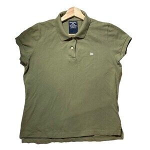 Polo Jeans Co Ralph Lauren Women's Olive Green Polo Shirt L Y2K Early 2000s